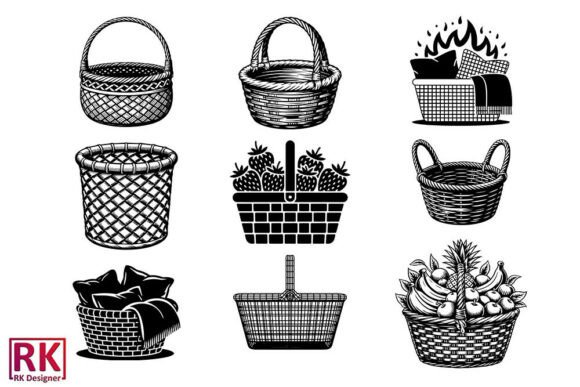 Basket Silhouette Clipart SVG Bundle for Creative Crafts