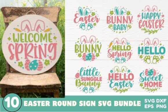 Easter Round Sign SVG Bundle: Perfect for Creative Crafts and Graphics