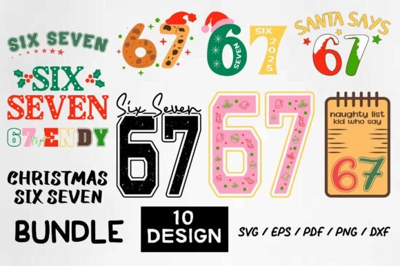 Funny Christmas Six Seven Bundle: A Festive Graphics and Crafts Asset