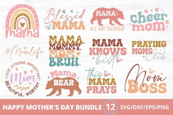 Happy Mother's Day SVG Bundle: Perfect for Crafts & Graphics