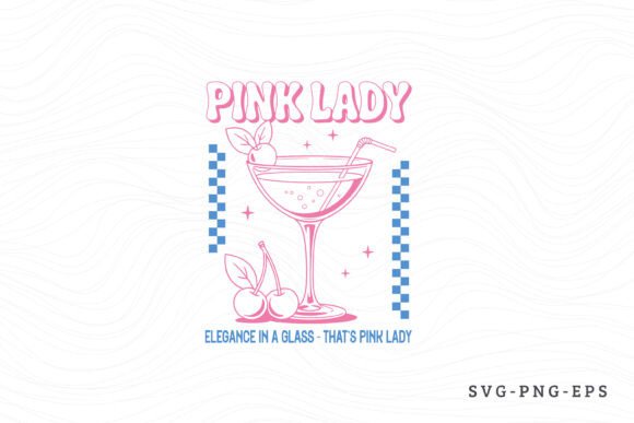 Pink Lady, Summer Cocktail SVG PNG for Modern Crafts Graphics